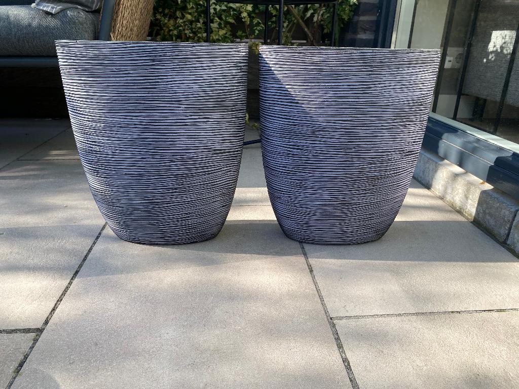 Capi Nature pot rib ovaal 33 x 15 x 36 cm zwart, Tuin en Terras, Bloempotten, Ophalen, Kunststof, Gebruikt, Binnen