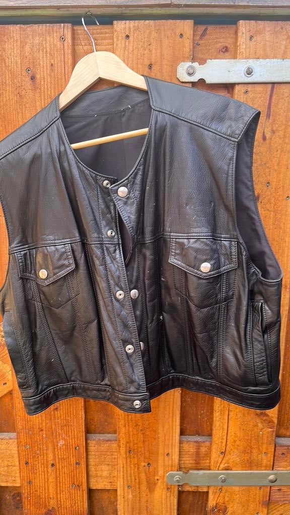 Leren vest, Kleding | Heren, Bodywarmers, Ophalen of Verzenden, Gedragen, Maat 52/54 (L), Zwart