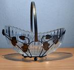 Vintage glazen fruitschaal in verzilverde houder, Ophalen of Verzenden