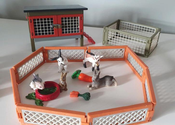 Schleich Konijnen stal met extra ren - *GRATIS VERZENDEN, Verzamelen, Dierenverzamelingen, Zo goed als nieuw, Boerderijdier, Ophalen of Verzenden