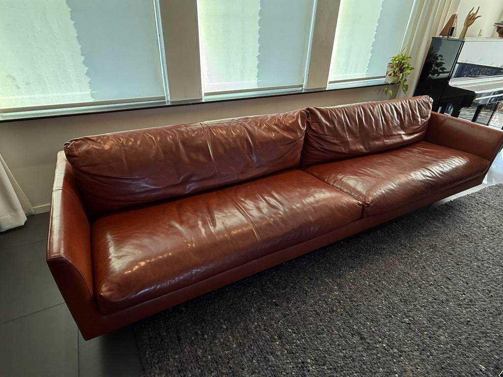 Montil Axel leren bank 5 zitter, Ophalen, Zo goed als nieuw, 75 tot 100 cm, 200 tot 250 cm