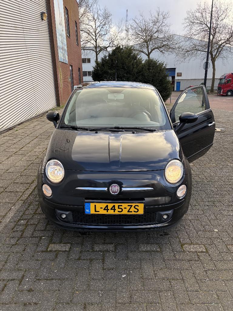 Fiat 500 1.2 2010 Zwart | Sport Automaat | Half-Leder, Auto's, 840 kg, Leder en Stof, Zwart, Particulier