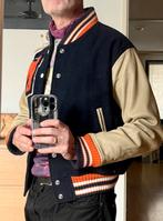 Vintage Heren Baseball Jack - Wol & Leer, Ophalen of Verzenden, Gedragen, Maat 38/40 (M), Zwart