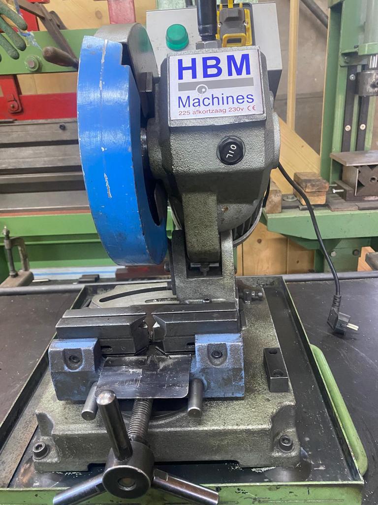 HBM afkortzaag, Doe-het-zelf en Verbouw, Gereedschap | Zaagmachines, Ophalen, Gebruikt, 70 mm of meer, Afkortzaag