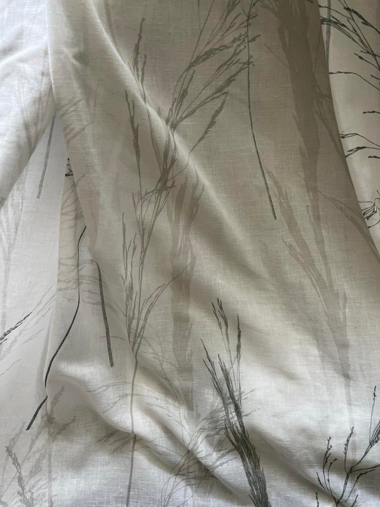 Vitrage met takjespatroon, Ophalen, Gebruikt, 200 cm of meer, Wit