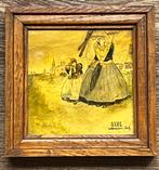 antieke wandtegel Lasseers vrouw klederdracht Axel Zeeland, Ophalen of Verzenden