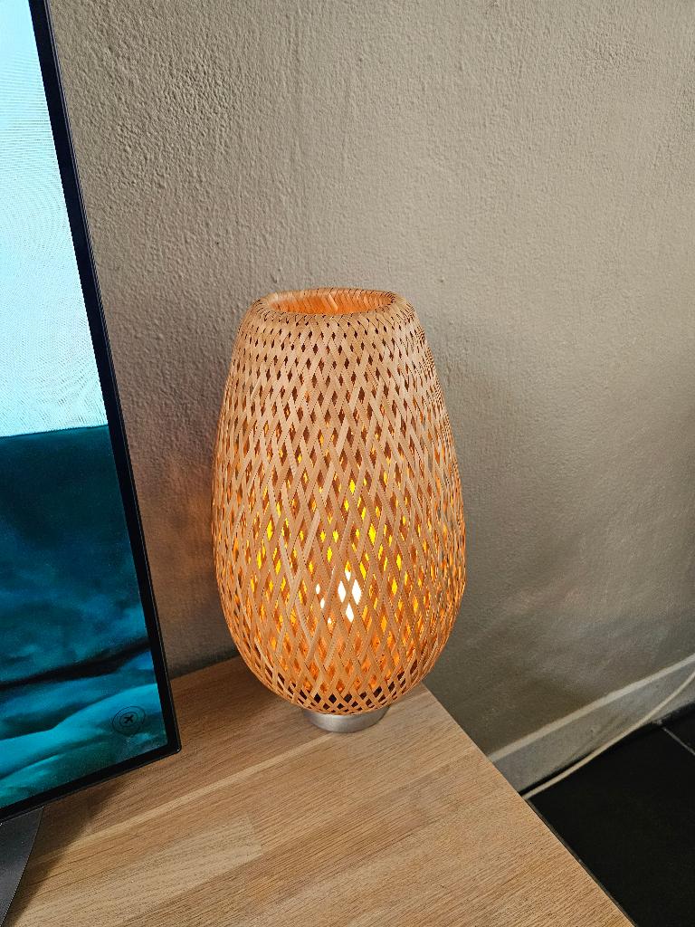 IKEA BÖJA Tafellamp, bamboe, Ophalen, Zo goed als nieuw, Hout, Minder dan 50 cm
