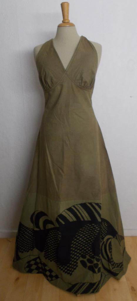 Scandinavische maxi jurk met vis print van Danskina! M, Kleding | Dames, Maat 38/40 (M), Bruin, Verzenden, Zo goed als nieuw
