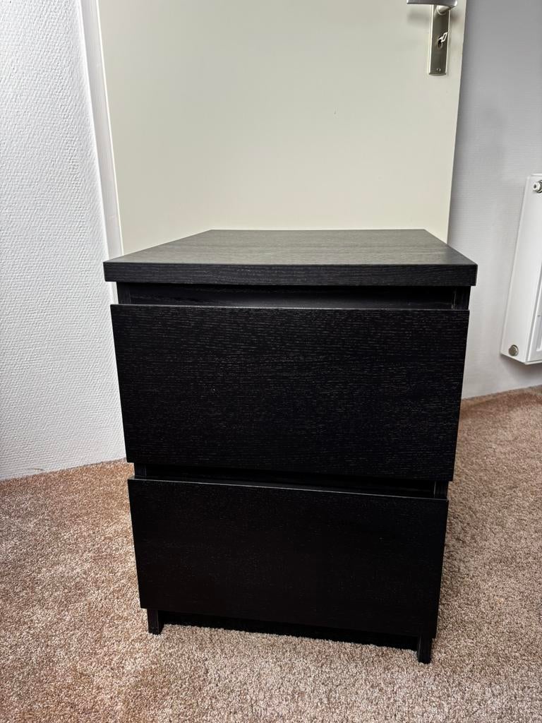 Ladekastje / nachtkastje IKEA Malm zwart, Huis en Inrichting, Ophalen, Gebruikt, Kunststof, Minder dan 45 cm