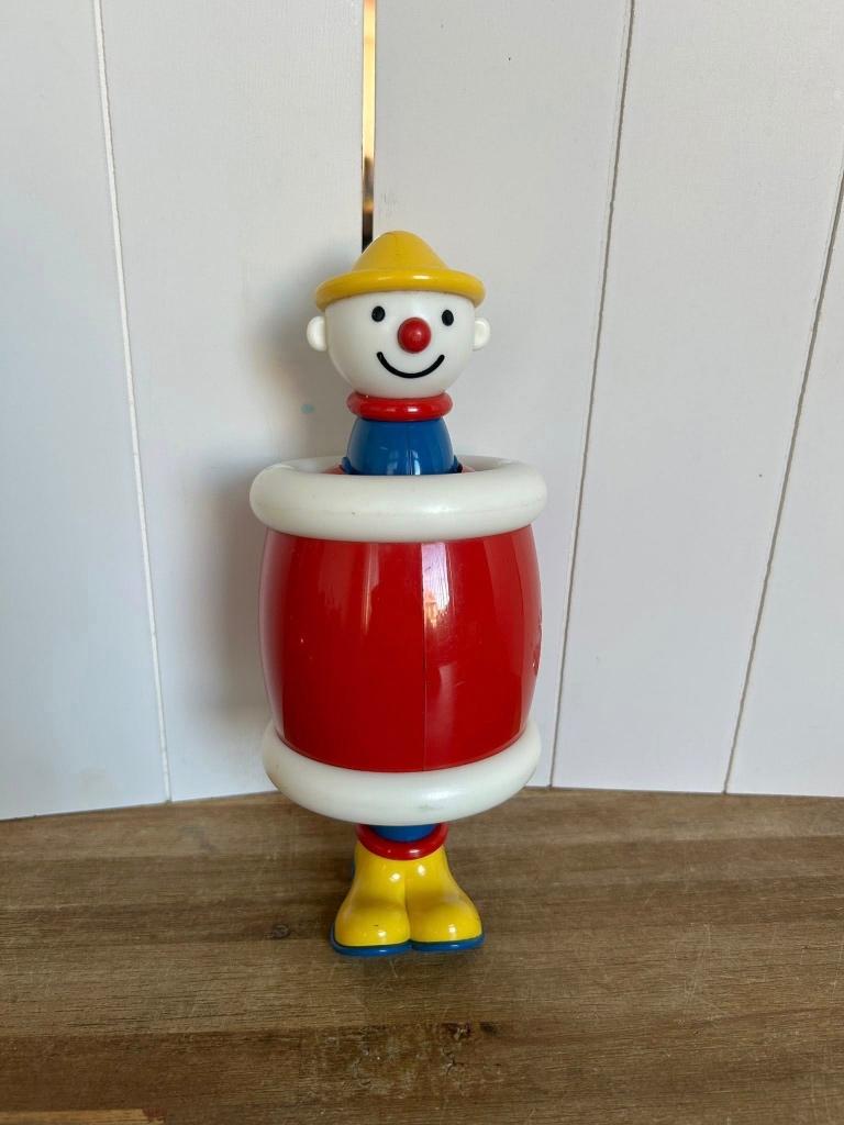 Vintage jaren 80 Ambi Toys Roly Poly Rolling Clown, Ophalen of Verzenden, Gebruikt, Rammelaar