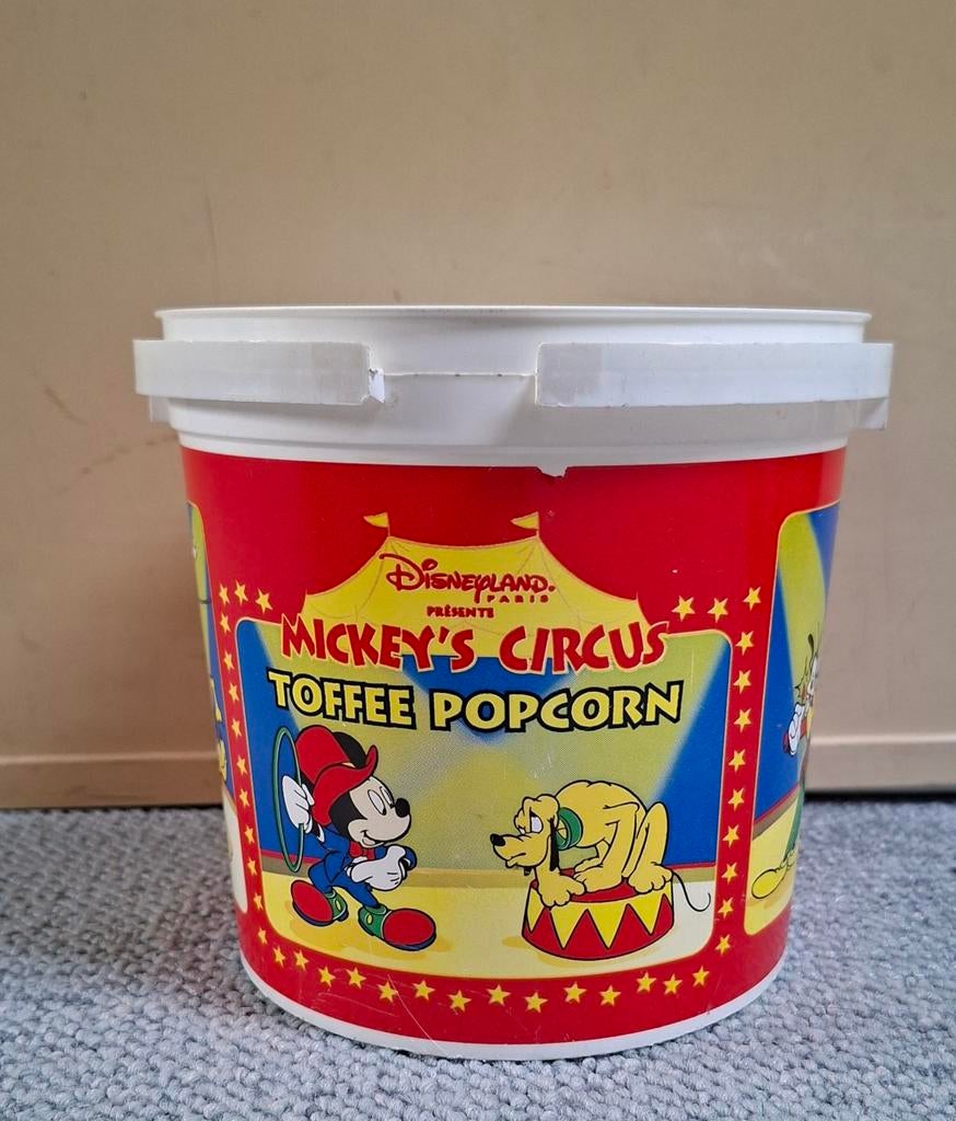 Vintage Euro Disney Popcorn Emmertje Mickey's Circus, Verzamelen, Disney, Ophalen, Mickey Mouse, Gebruikt, Overige typen