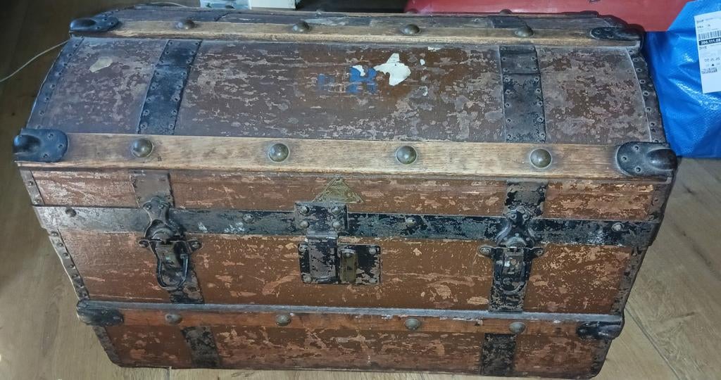 Antieke houten kist, Ophalen of Verzenden