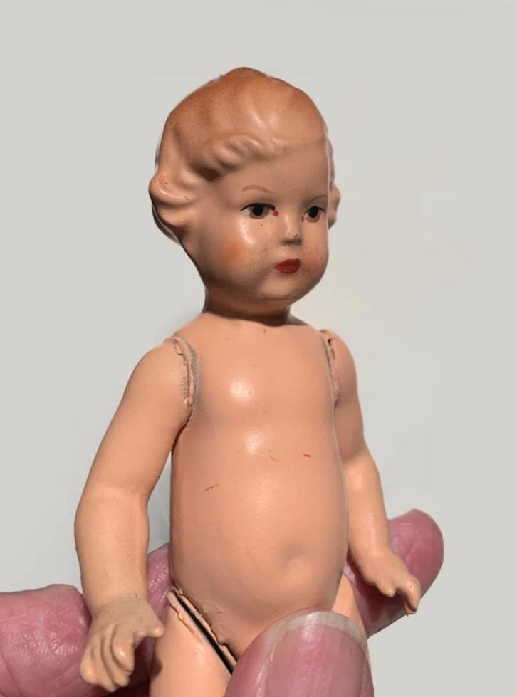 ECW compositie oud popje 16 cm, Verzamelen, Poppen, Nieuw, Pop, Ophalen of Verzenden