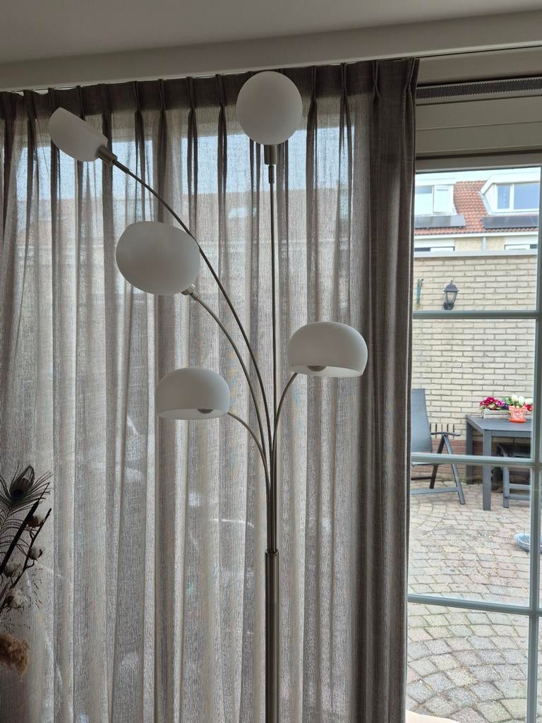 Moderne staande lamp met 5 buigzame armen en melkglas, Ophalen, 200 cm of meer, Nieuw, Glas