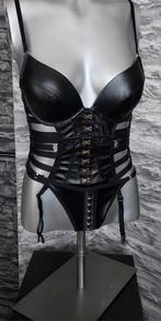 Kinky leatherlook harnas set M, Kleding | Dames, Ophalen of Verzenden, Zwart, Setje