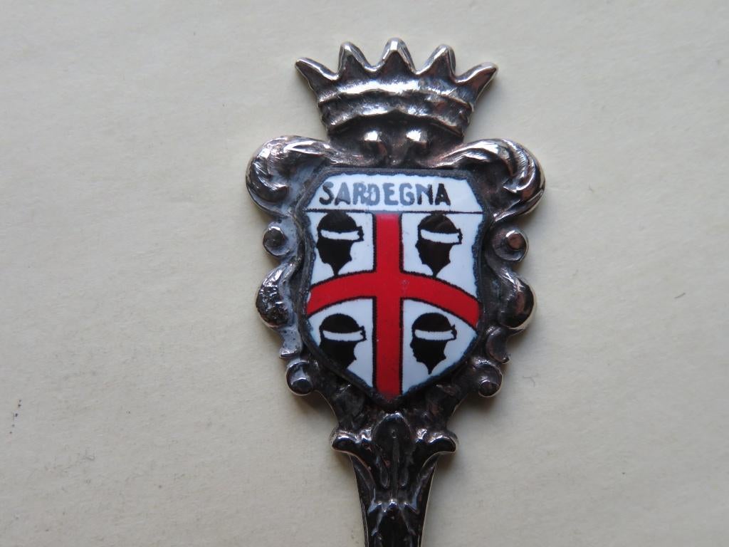 Lepeltje wapen Sardegna / Sardinië porseleinen schildje, Verzenden