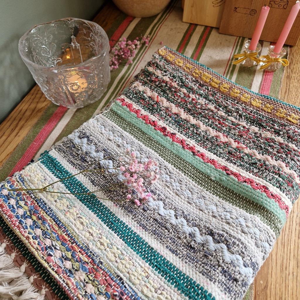Zweeds Voddenkleed o.a. Turkoois 170x63cm, Huis en Inrichting, Stoffering | Tapijten en Kleden, Ophalen of Verzenden, Zo goed als nieuw