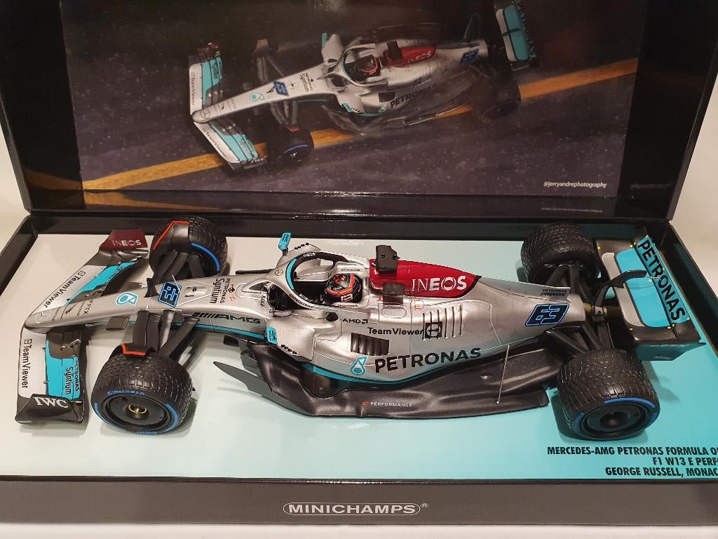 George Russell Mercedes-AMG F1 Team W13 Monaco GP 2022 1:18, Ophalen of Verzenden, Nieuw, Auto, MiniChamps