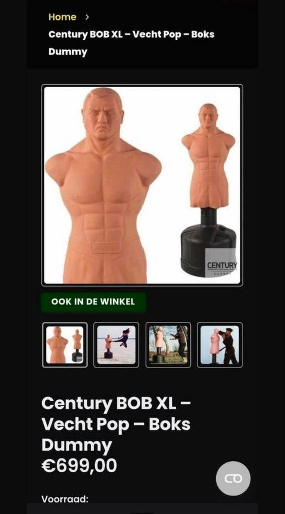 Century BOB XL Boks Dummy - Verstelbaar & Duurzaam, Ophalen, Zo goed als nieuw, Bokszak