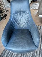 Fauteuil zacht leer blauw zwart gemeleerd, Ophalen of Verzenden, Zo goed als nieuw, 50 tot 75 cm, Leer