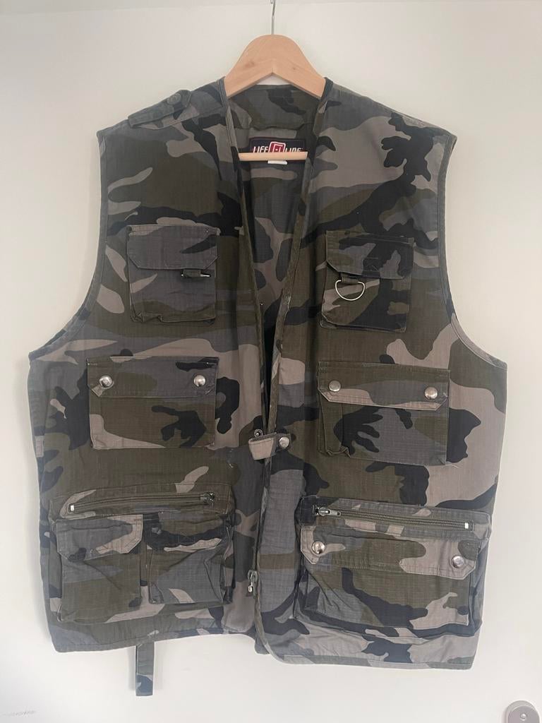 Vintage Camouflage Vest maat XL, Kleding | Heren, Bodywarmers, Ophalen of Verzenden, Gedragen, Overige maten, Groen