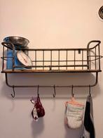 Keukenrek staal met houten plank en haken, Ophalen, Gebruikt