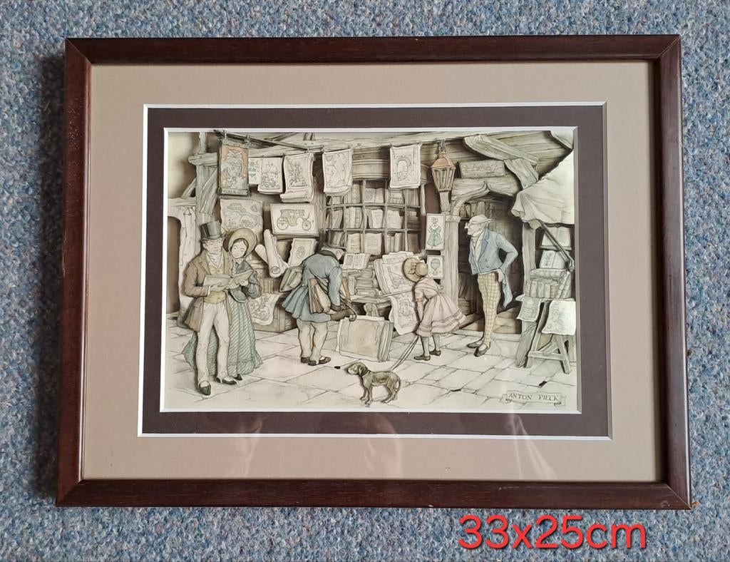 anton pieck 3D lijst boekenwinkel, Ophalen of Verzenden, Hout, Minder dan 50 cm, Minder dan 50 cm