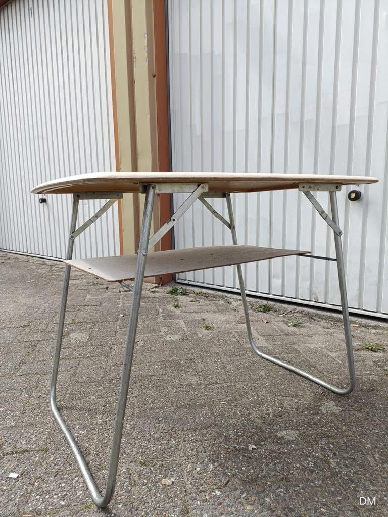 vintage retro campingtafel met legplank, Ophalen of Verzenden, Gebruikt