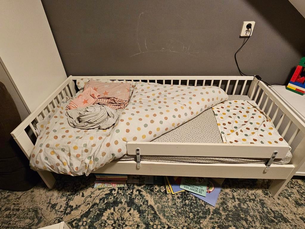 Ikea gulliver peuter bed met zijsteun, dekbed en beddengoed, Ophalen, Gebruikt, 70 tot 85 cm, 140 tot 160 cm