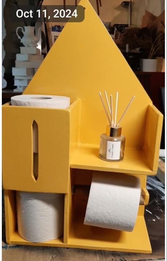Unieke Gele Houten Toiletrolhouder - Handgemaakt & Sfeervol, Ophalen of Verzenden, Nieuw, Hout, Modern, Vrolijk, Handgemaakt