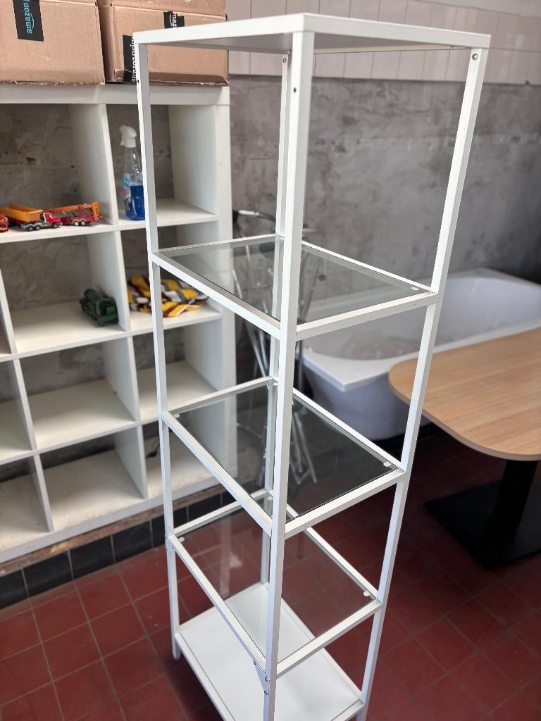 Witte stellingkast glas metaal open kast, Ophalen, Gebruikt