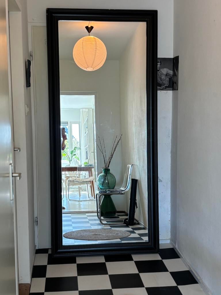 Grote zwarte spiegel op maat gemaakt 217x96 cm, Huis en Inrichting, Woonaccessoires | Spiegels, 200 cm of meer, Ophalen of Verzenden