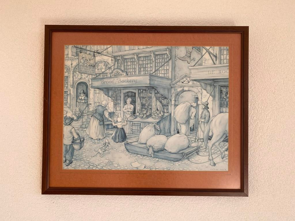 Anton Pieck Prent 'Brood-Backery' in lijst, Ophalen
