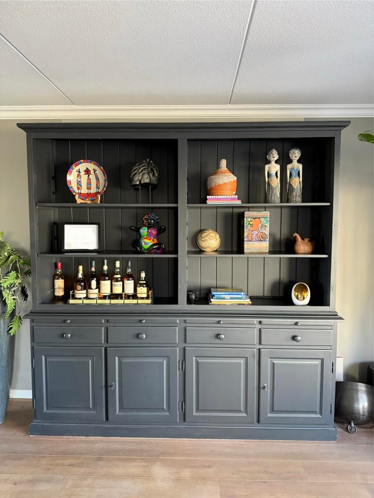 Mooie Antraciet / zwarte kast - De Troubadour igst, Ophalen, Gebruikt, 200 cm of meer, Met lade(s)