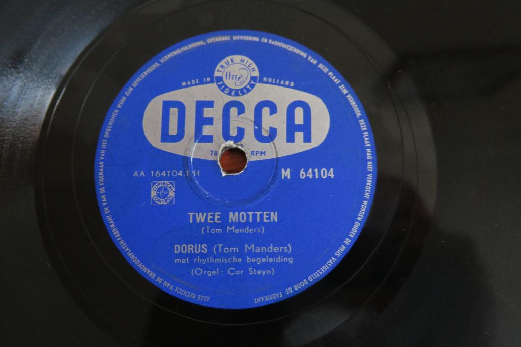 Dorus Twee Motten 78 toeren jukebox 78rpm smartlap hits 1955, Gebruikt, 10 inch, Voor 1960, Ophalen of Verzenden