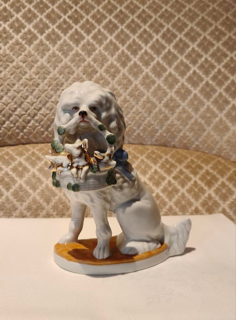 Uniek Porseleinen Hond met Biggetjes - Begin 20e Eeuw, Ophalen of Verzenden