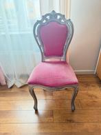 Elegante roze stoel met zilverkleurig frame, Gebruikt, Overige kleuren, Ophalen of Verzenden, Metaal
