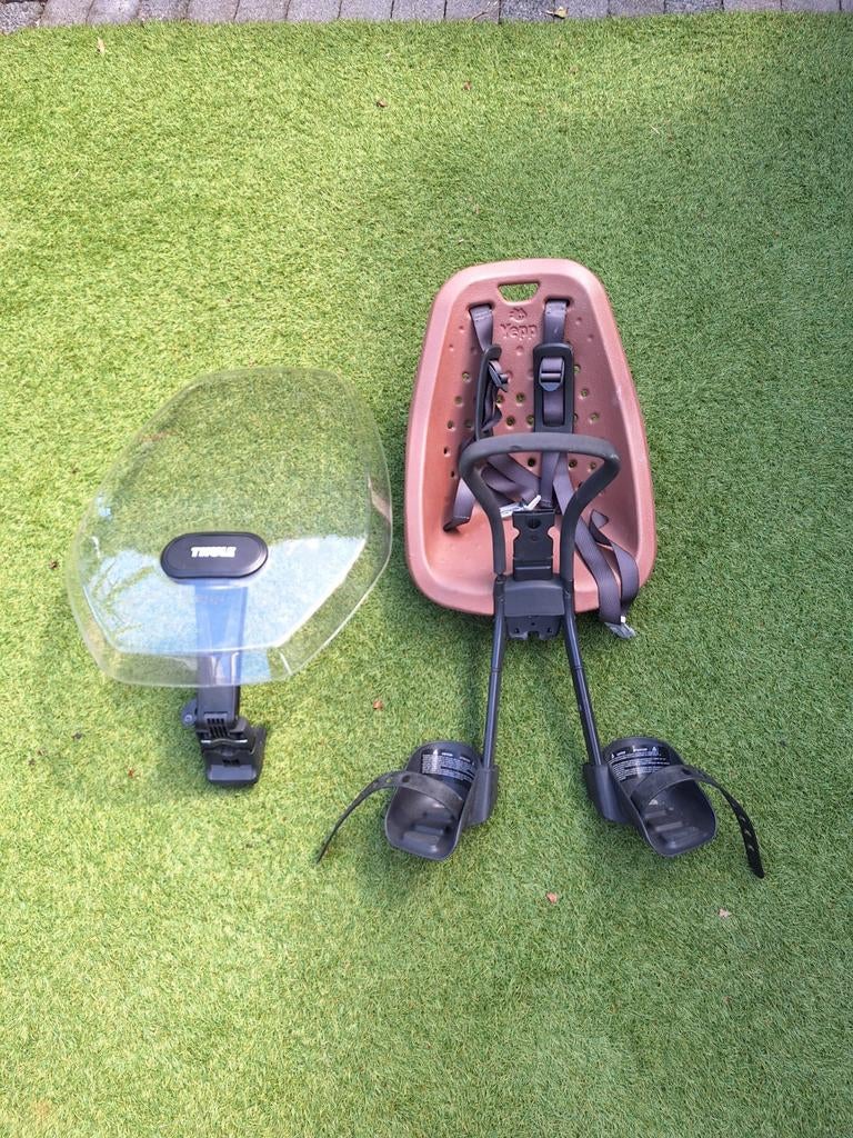 Yepp kinderzitje met Thule windscherm, Fietsen en Brommers, Voorzitje, Ophalen of Verzenden, Thule Yepp, Gebruikt