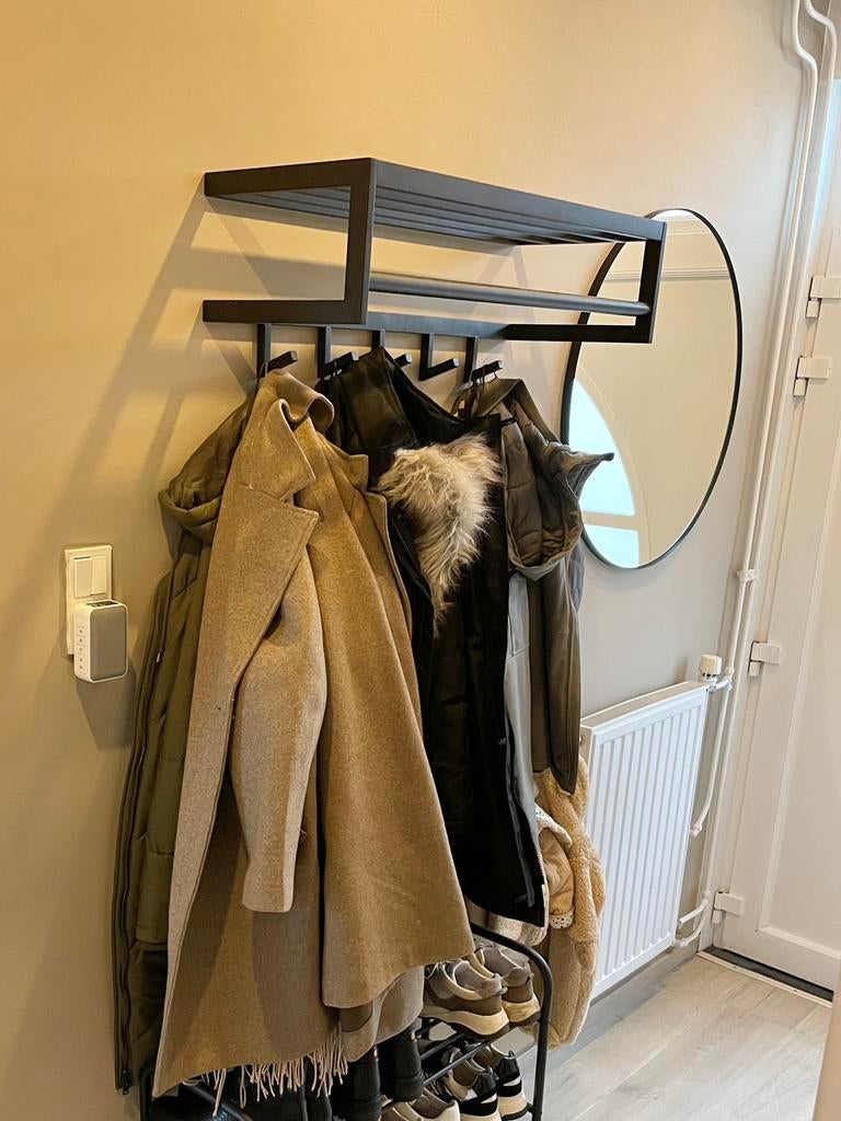 Zwarte metalen wand kapstok, Zo goed als nieuw, Minder dan 100 cm, Metaal, Ophalen