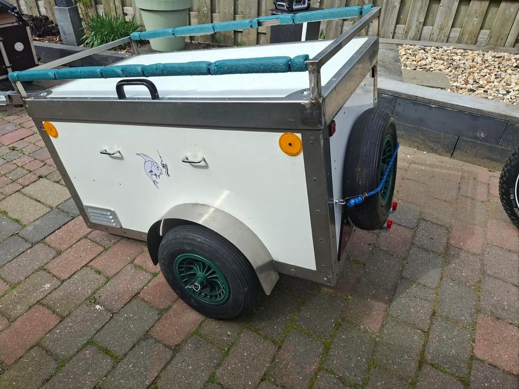 Stevige RVS fietskar met reservewiel bellen   +31 6 50266381, Ophalen of Verzenden, Gebruikt, Bagagekar, 40 tot 60 kg