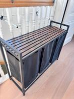 Wasmand met 3 vakken, zwart met bruin houten bovenkant, Ophalen, Zo goed als nieuw, Bruin, Overige typen