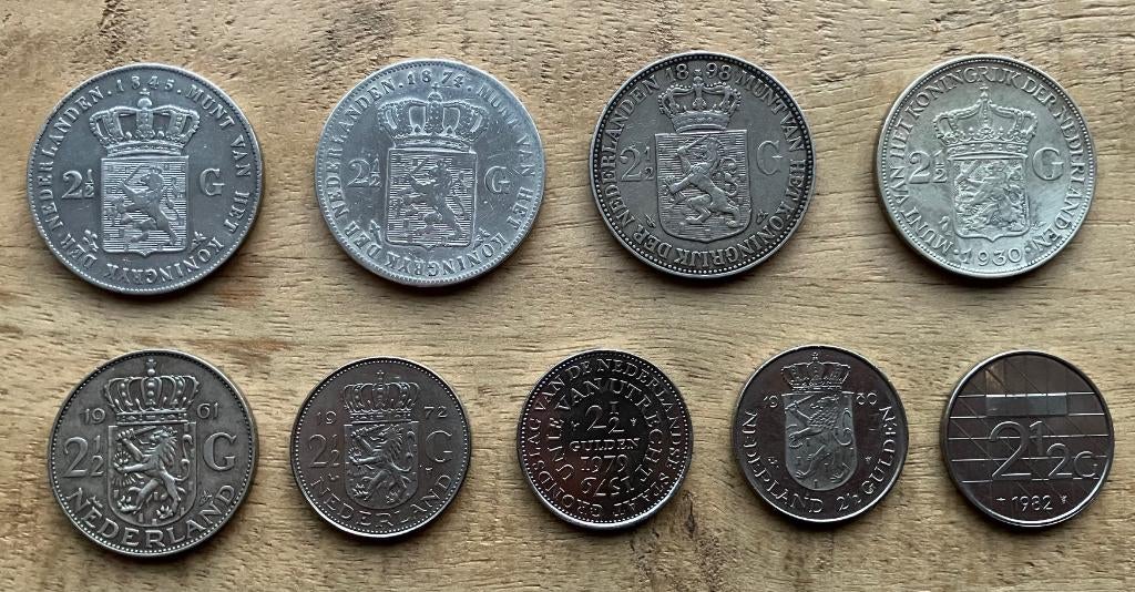 Geschiedenis van de rijksdaalders (Willem II -Beatrix), Ophalen, Setje, Zilver, 2½ gulden