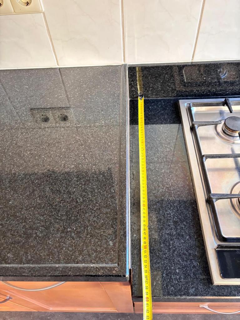 Zwart granieten keukenblad, Ophalen, Gebruikt, Zwart, 150 tot 200 cm