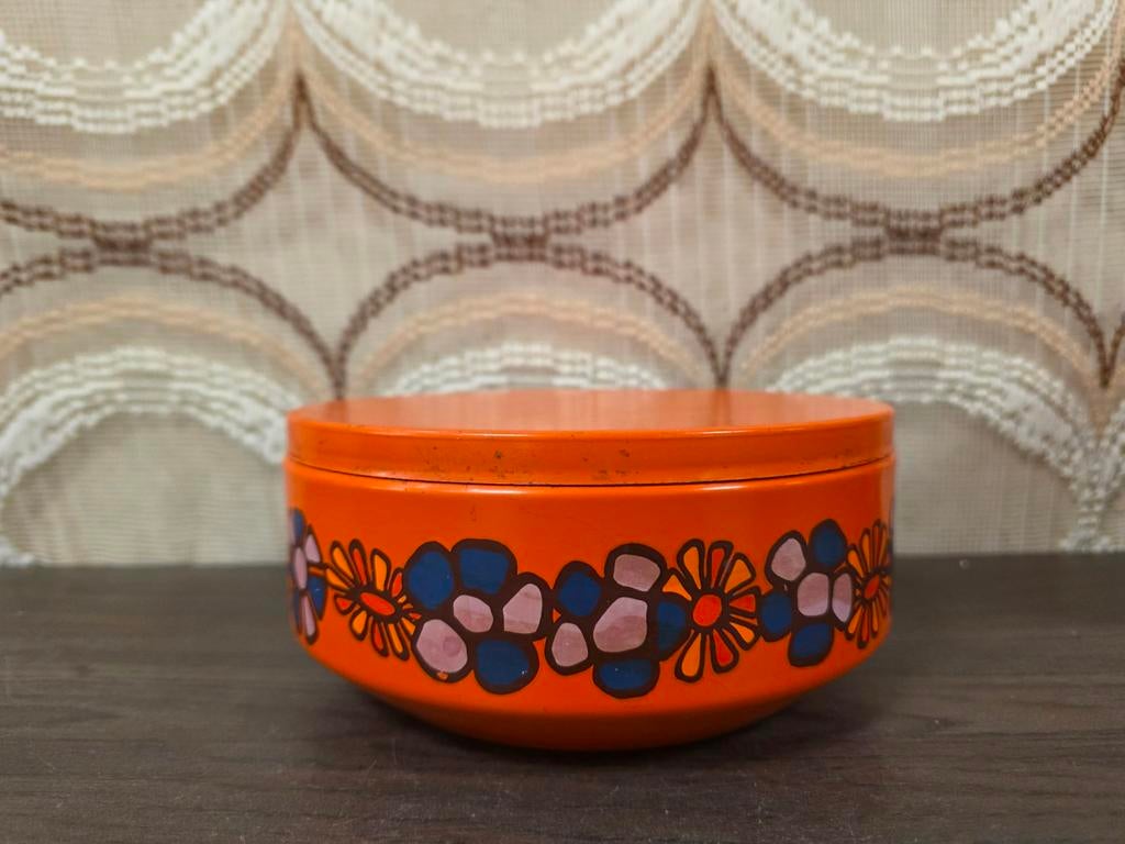 Brabantia Diane vintage metalen (koek) trommel jaren 70., Ophalen of Verzenden, Huis en Inrichting