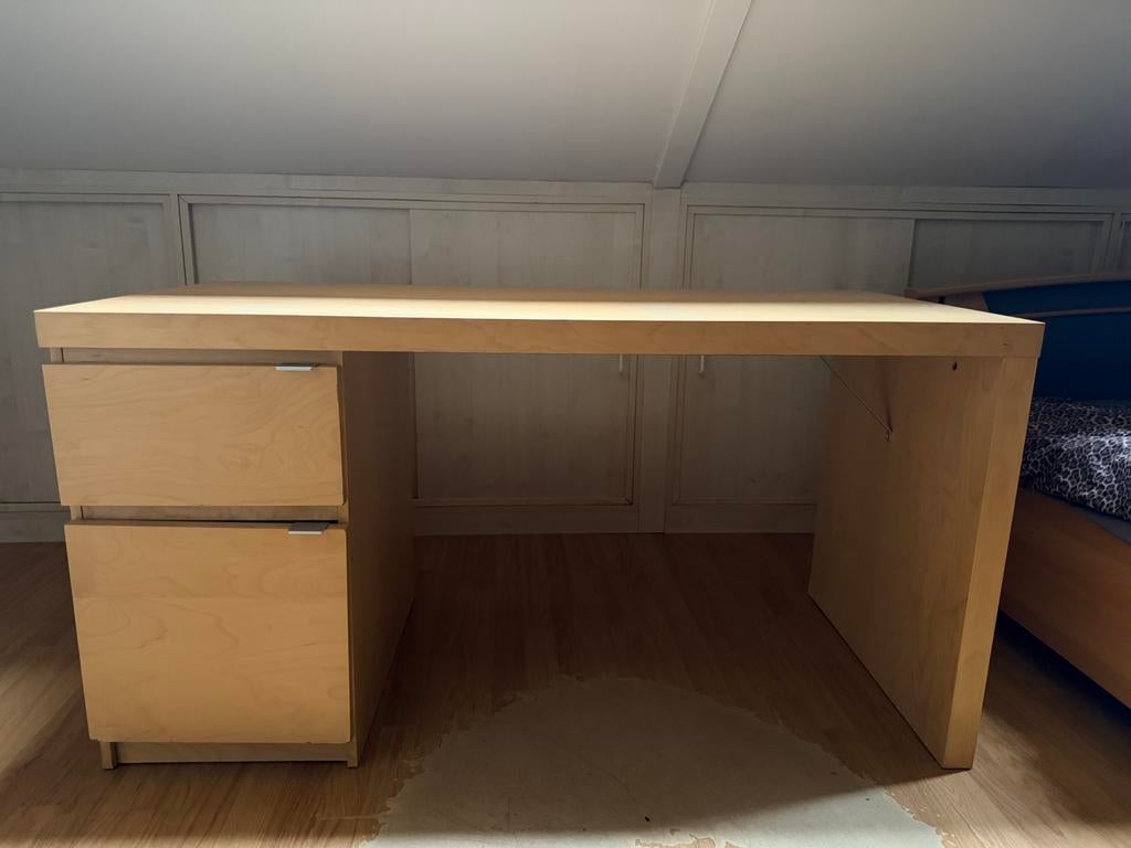Bureau beige met kasten, Ophalen of Verzenden, Gebruikt