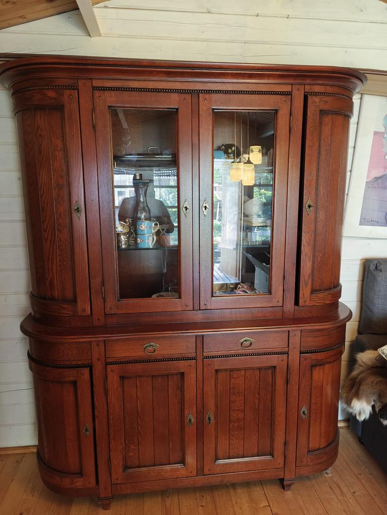 Massief eiken Art-Deco kast, Huis en Inrichting, Kasten | Buffetkasten, Ophalen, 150 tot 200 cm, Eikenhout, Zo goed als nieuw
