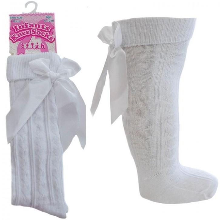 Kniekousen met strik NIEUW 0-2 jaar wit, Kinderen en Baby's, Babykleding | Schoentjes en Sokjes, Nieuw, Meisje, Sokjes, Ophalen of Verzenden