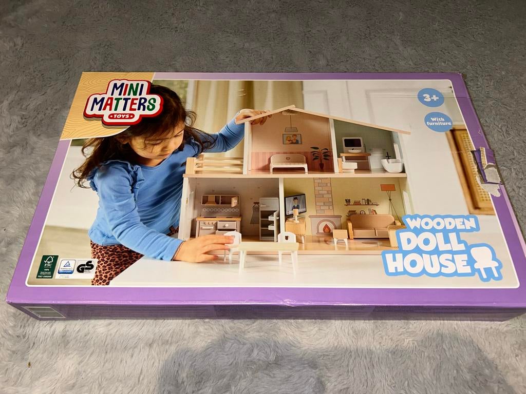 Mini Matters Houten Poppenhuis Nieuw, Kinderen en Baby's, Speelgoed | Poppenhuizen, Ophalen of Verzenden, Nieuw, Poppenhuis