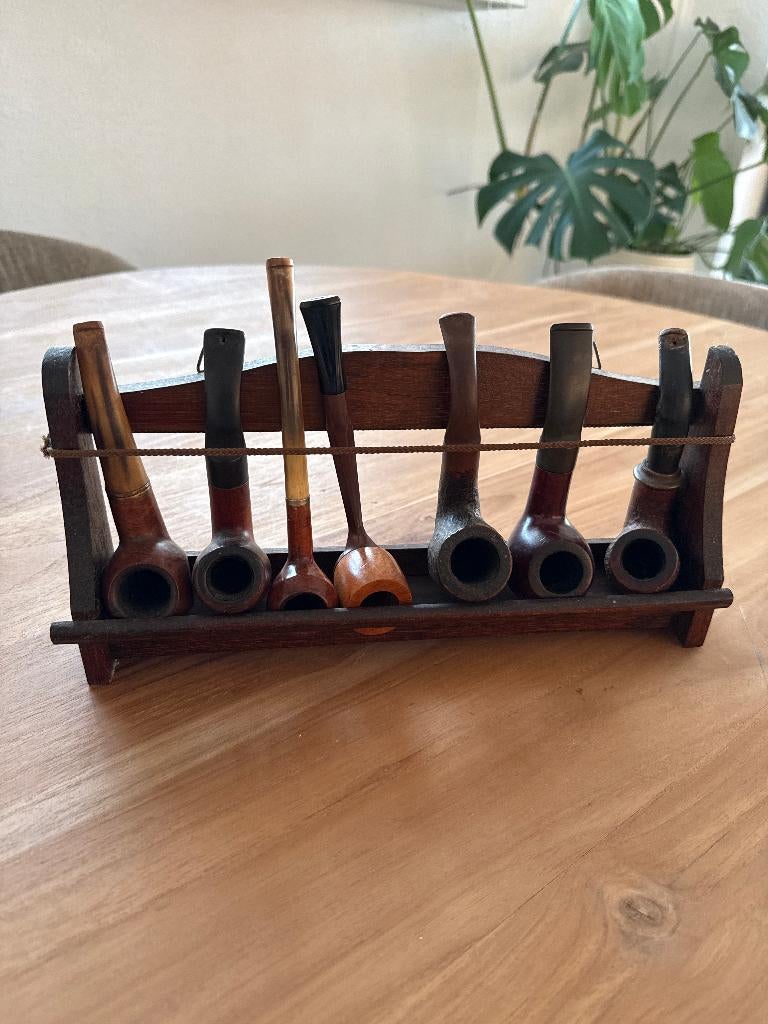 Set van 7 pijpen met pijpenrek, Verzamelen, Ophalen of Verzenden, Gebruikt, (Water)pijp