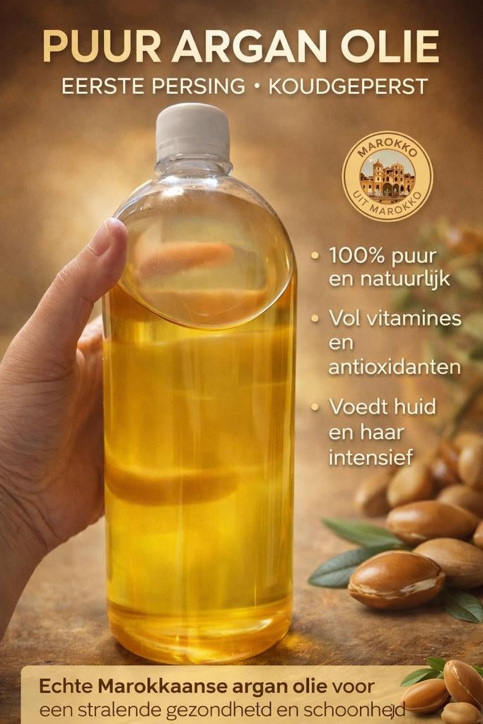 100% Pure Argan Olie - Eerste Persing,, Ophalen of Verzenden, Nieuw, Bodylotion, Crème of Olie